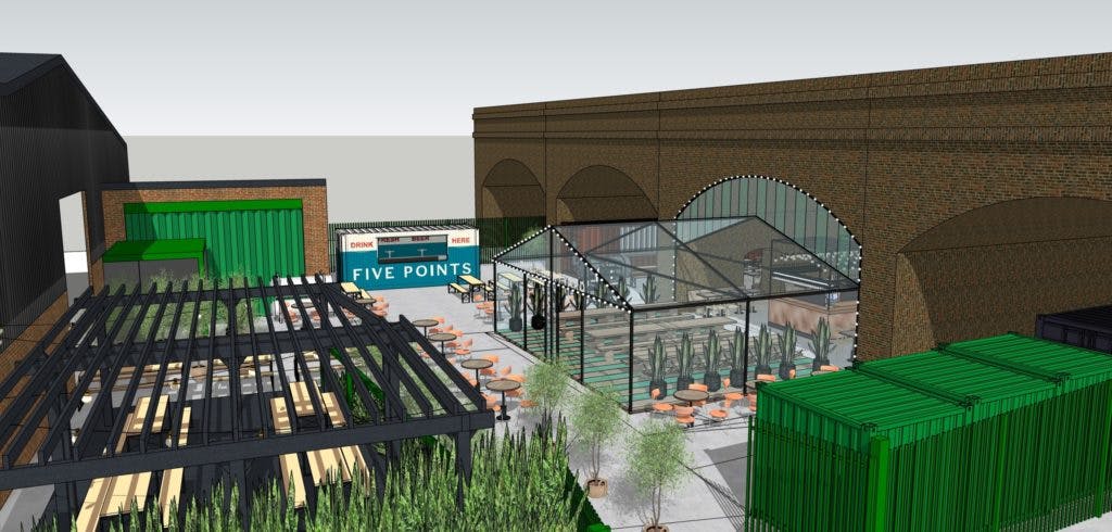 Mezzanine Gallery: modern outdoor event space with seating, ideal for gatherings and parties.
