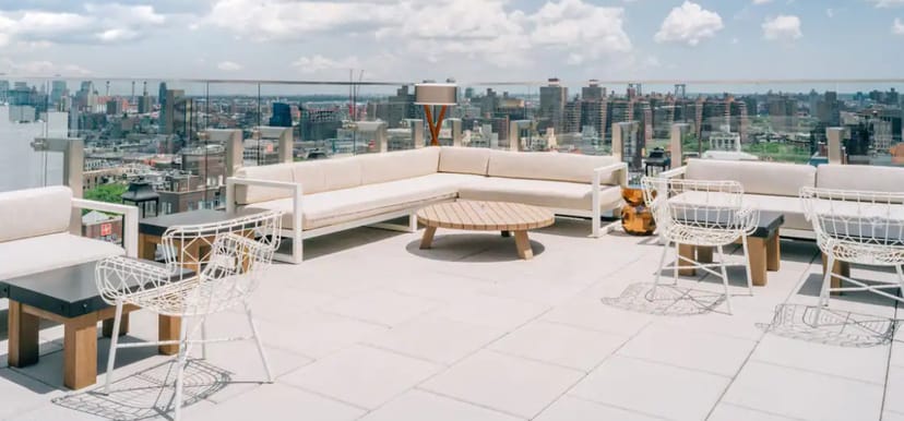 Stylish rooftop terrace at Hotel 50 Bowery, perfect for upscale cocktail receptions.