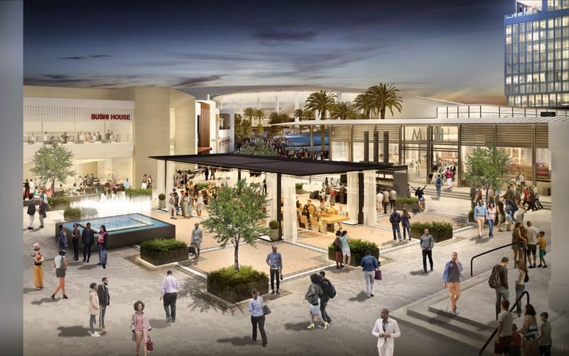 Vibrant outdoor event space at Social Hub, Hollywood Park for gatherings and exhibitions.