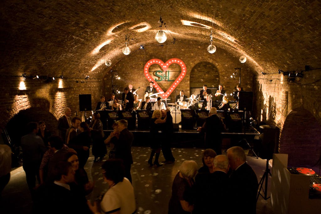 Vibrant Village Underground venue with heart sign, perfect for weddings and corporate events.