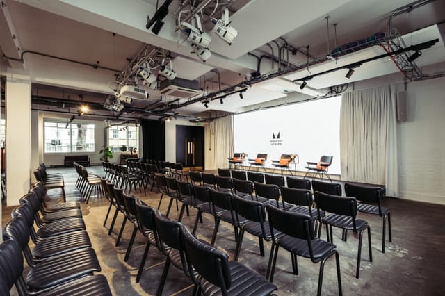Modern event space, stage, presentation, conference