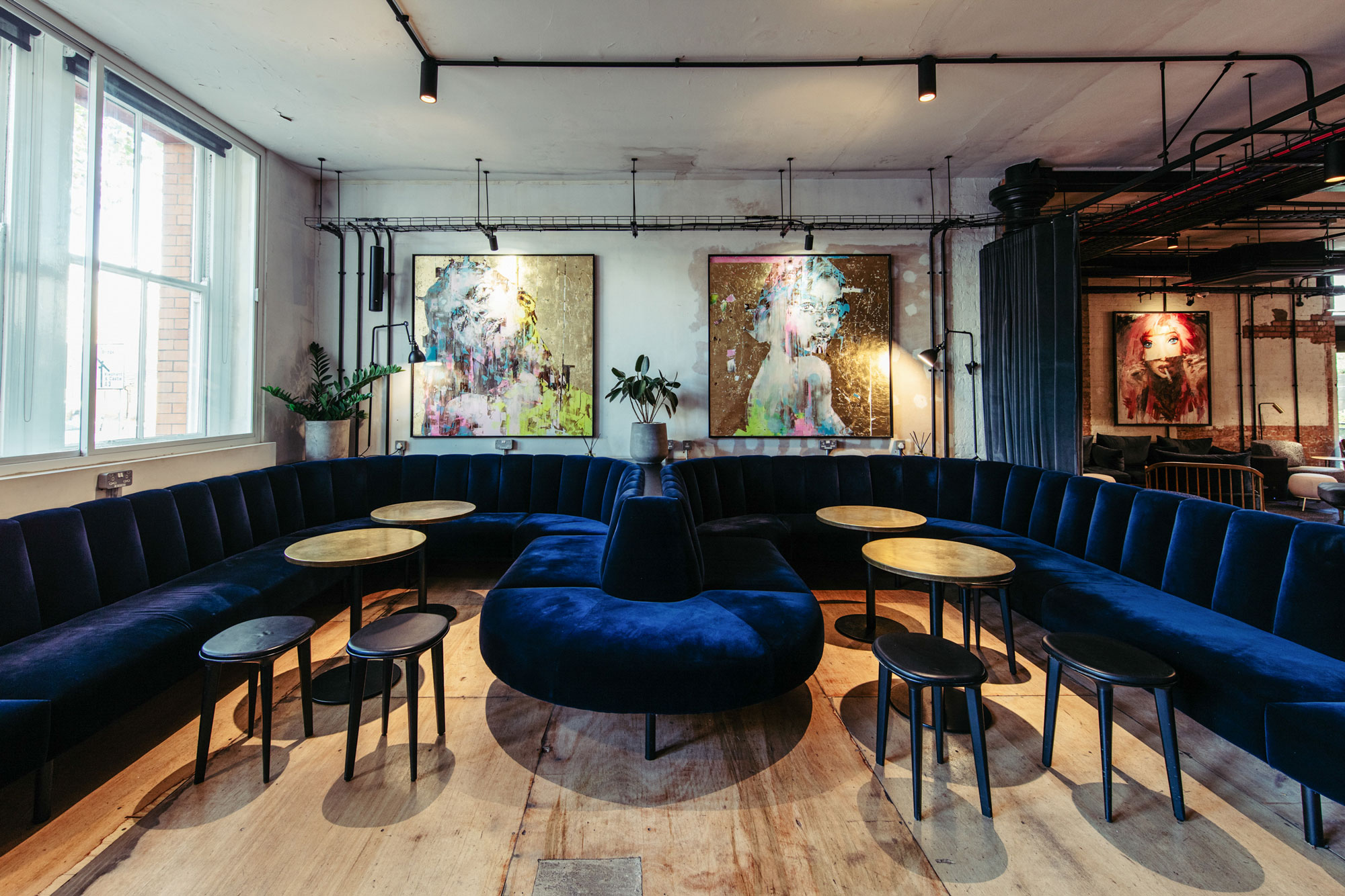 Bar & Garden lounge, plush seating, networking, cocktail reception - Banner