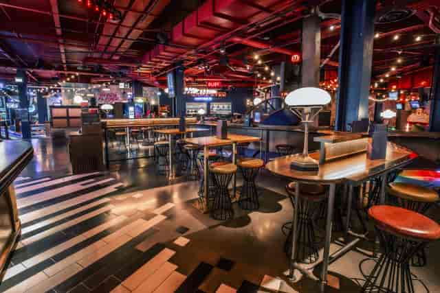 Christmas event space with modern design, ideal for corporate and social gatherings.