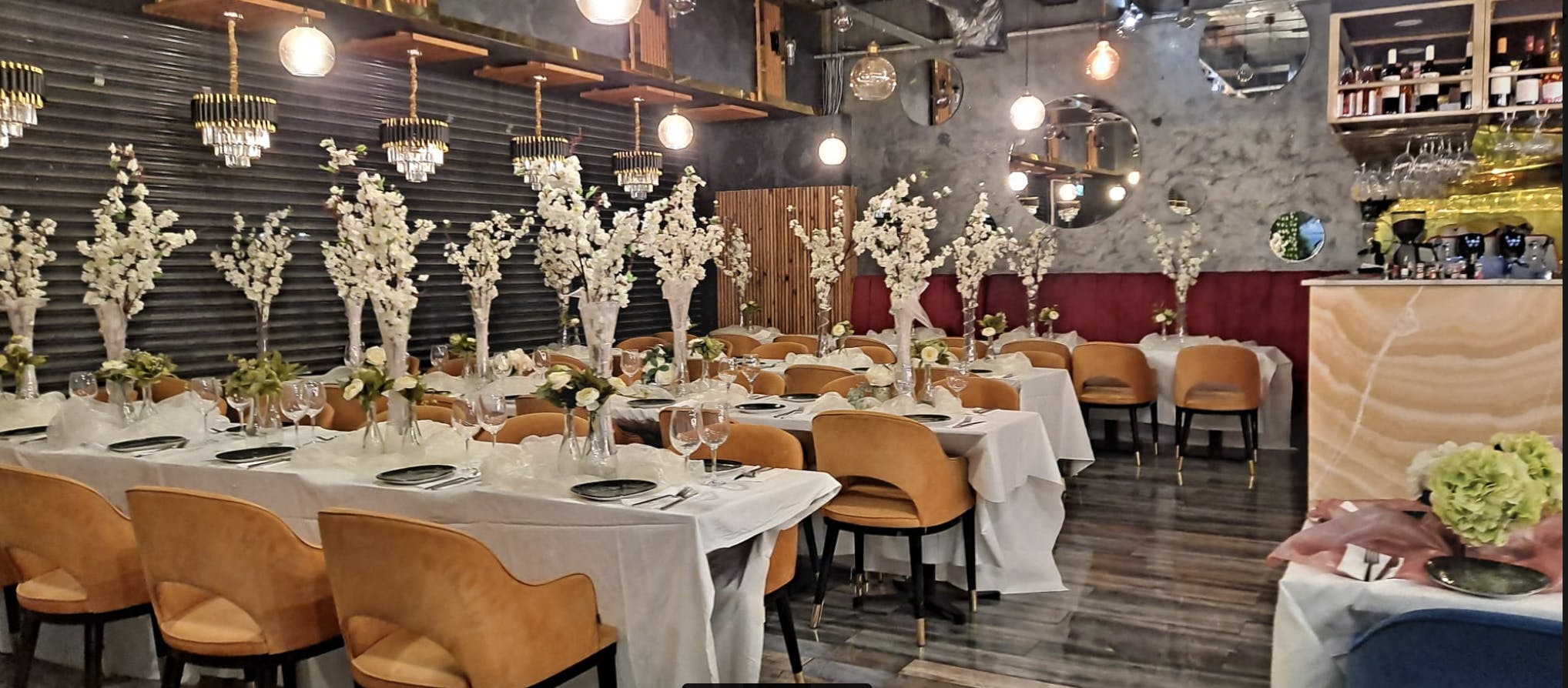 Elegant dining setup in Palm Banquet Suite for upscale corporate events and celebrations.