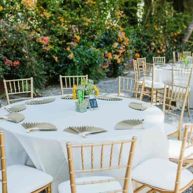 Elegant outdoor dining at La Bella Vita Event Space, perfect for weddings and upscale events.