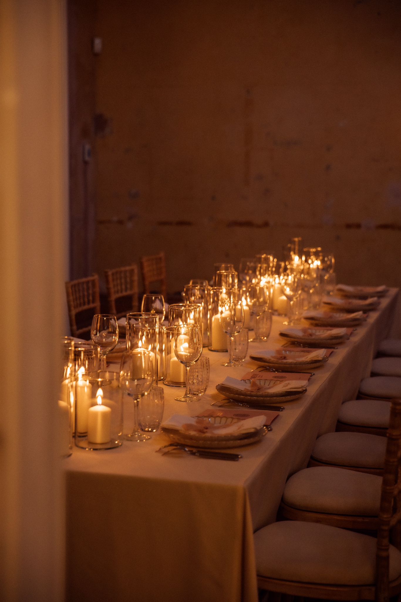 Elegant wedding dining setup with candlelight at Knotel Workclub, perfect for intimate events. - Banner