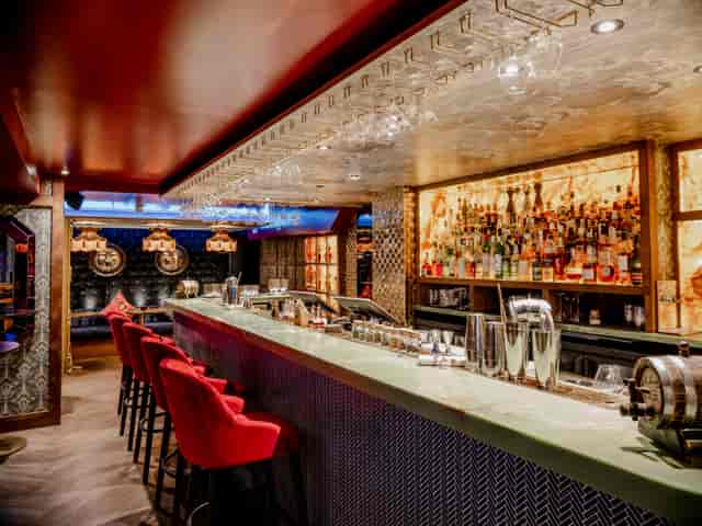 Stylish bar at The Shibeen, BÓHA London, perfect for networking events and gatherings.