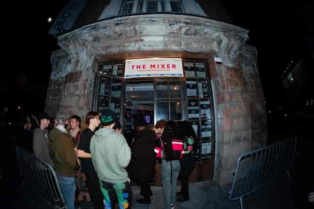 Lively event at The Mixer, Kachette Shoreditch, with attendees waiting to enter.
