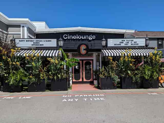 Vibrant Cinelounge Cinemas entrance, ideal for unique events and private screenings.
