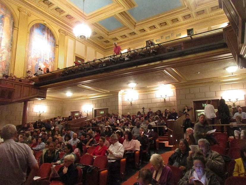 Herbst Theatre auditorium with tiered seating, ideal for engaging events and gatherings.