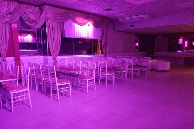 Ridgewood Hall event venue with elegant decor, ideal for weddings and corporate gatherings.