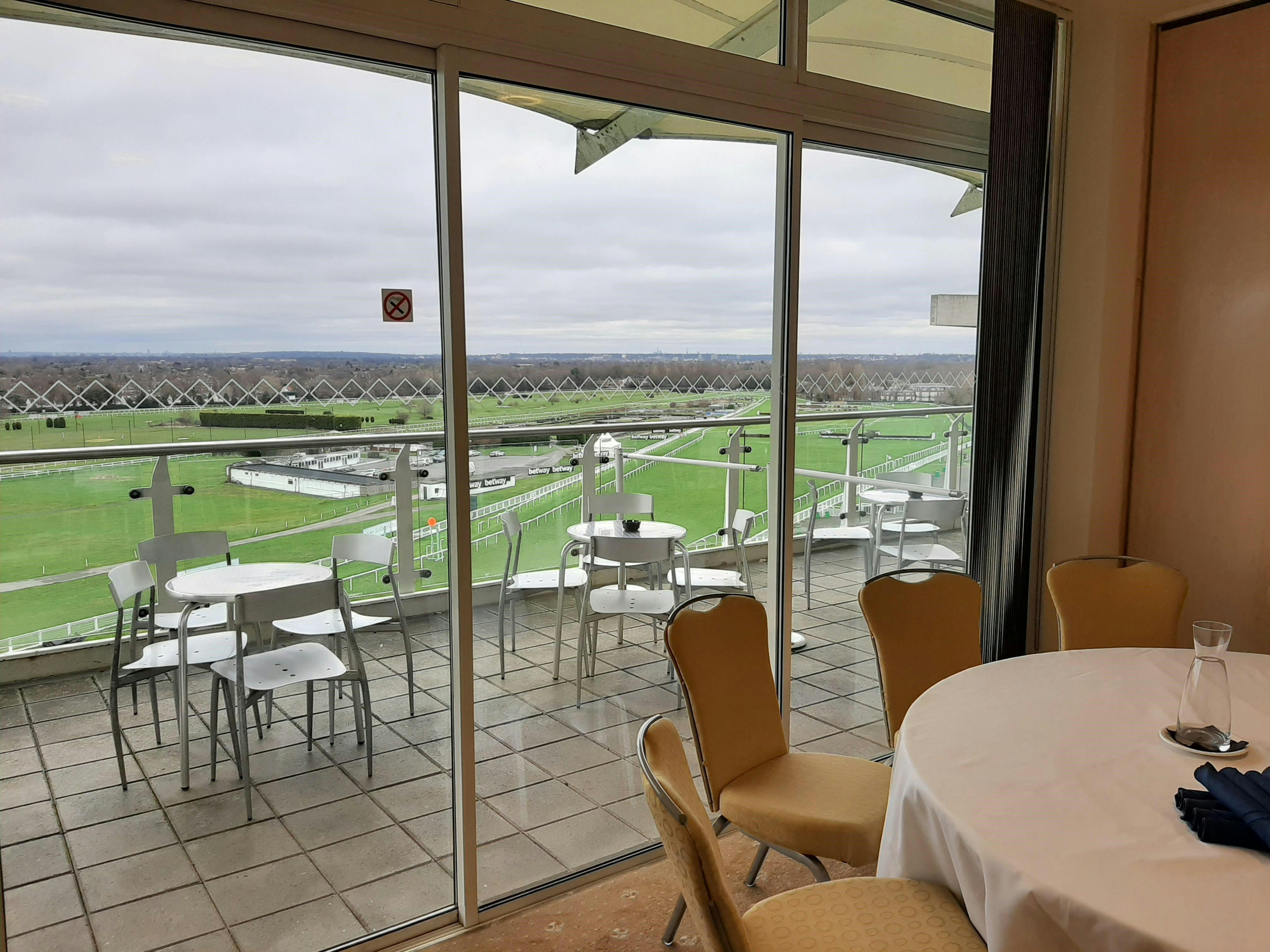 Eclipse Single Box at Sandown Park: elegant event space with racetrack views for meetings.