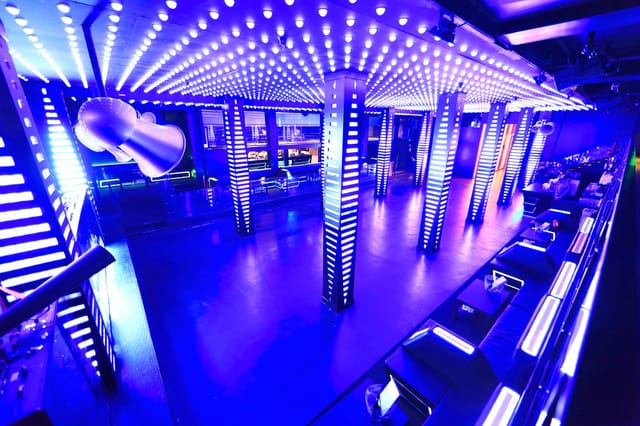 Modern Temple Nightclub Main Room with dynamic lighting for vibrant events and parties.