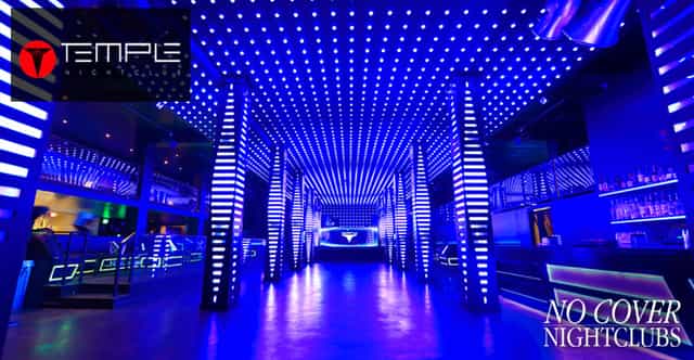 Vibrant Temple Nightclub with dynamic lighting, ideal for parties and events.