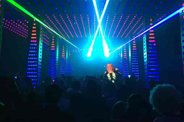 "Temple San Francisco event venue with vibrant lighting for parties and corporate celebrations."