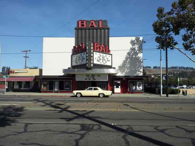 Historic BAL Theatre with classic marquee, perfect for unique events and film screenings.
