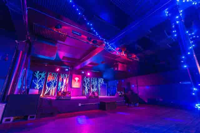 Main Stage at Neck of the Woods with vibrant lighting for live performances and events.