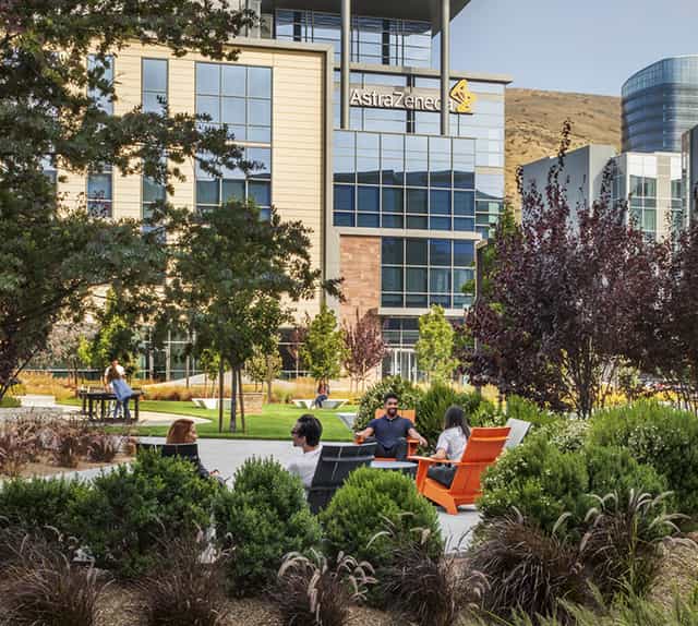 Vibrant outdoor meeting space at The Cove, Foundry & Lux, ideal for networking events.