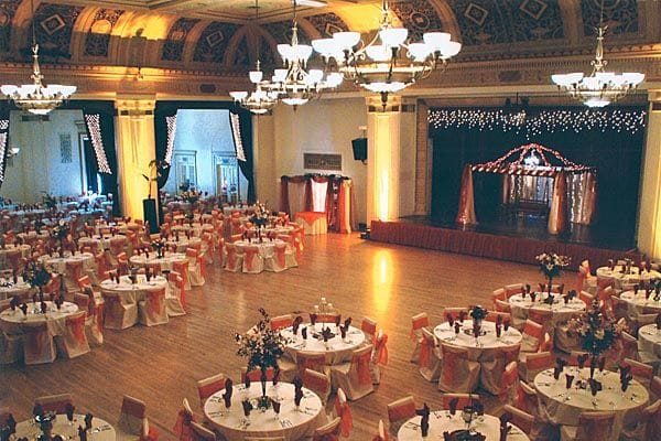 Historic Ballroom in Oakland, elegantly set for weddings and formal gatherings.