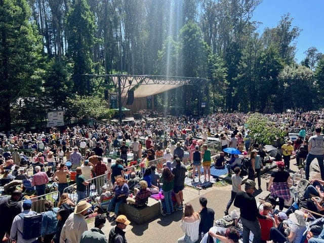 Main Stage at Stern Grove Festival with large crowd, ideal for outdoor concerts and events.