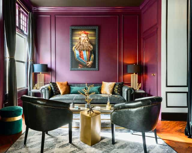 Stylish Private Lounge with plush seating for networking events and intimate meetings.