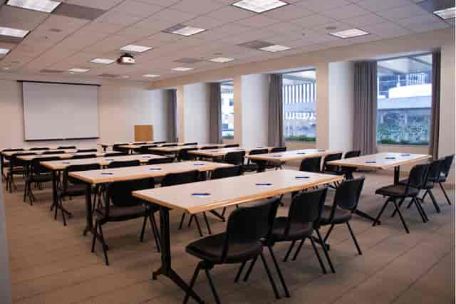 Stanford Conference Room with classroom setup for workshops and training sessions.