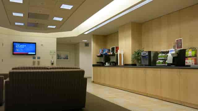 "AMA Conference Center break area with seating for networking events in San Francisco."