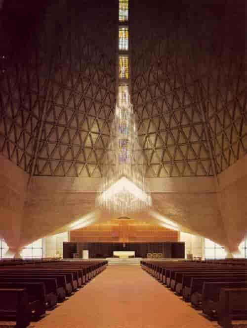 Pope St. John Paul II Room with geometric ceiling, ideal for events and gatherings.