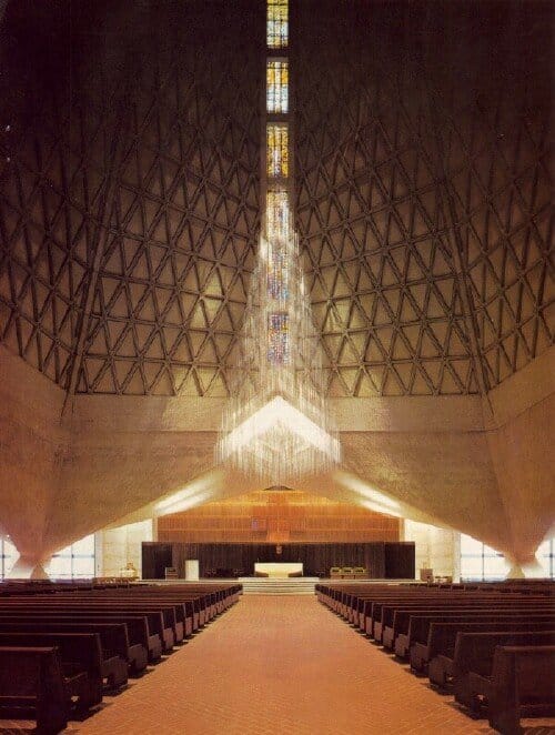 Pope St. John Paul II Room with geometric ceiling, ideal for events and gatherings.