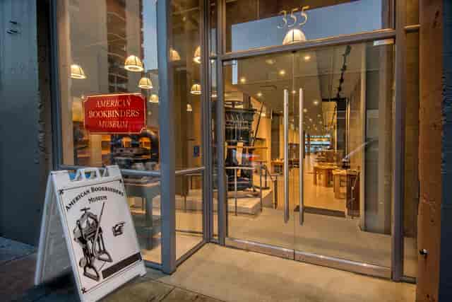 American Bookbinders Museum entrance, ideal for workshops and events.
