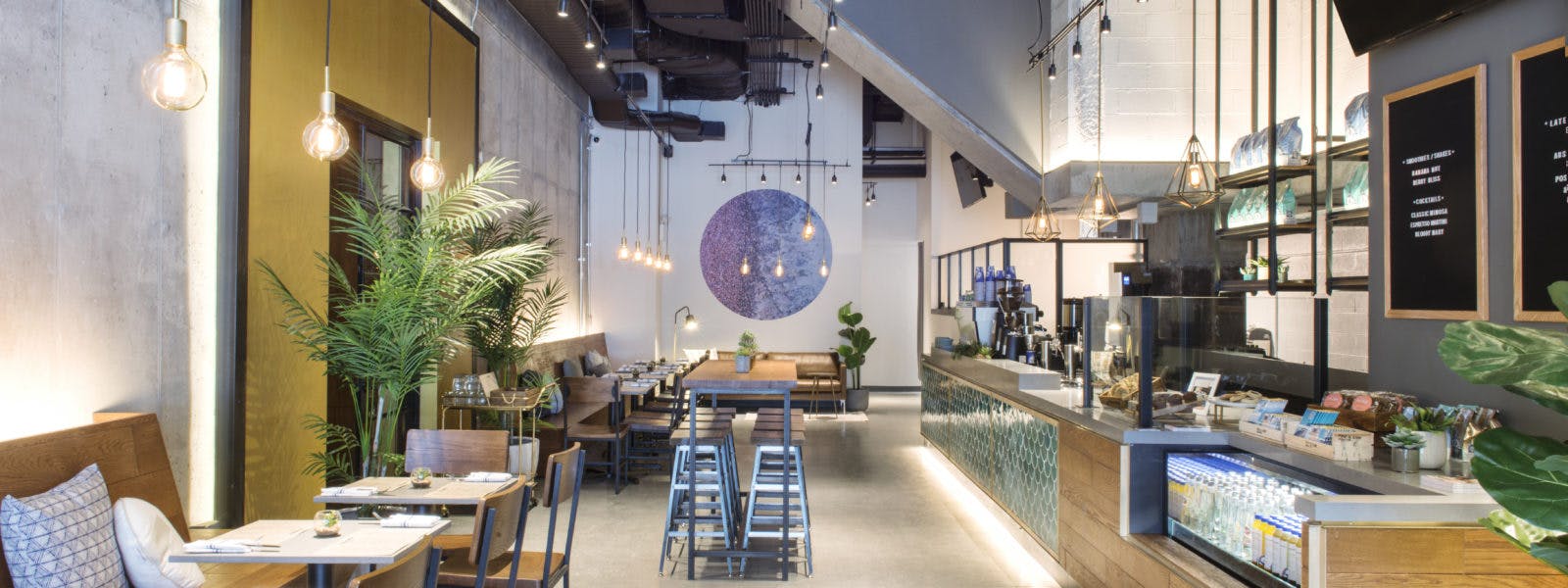 Modern Roastery venue with natural elements, ideal for workshops and corporate events.