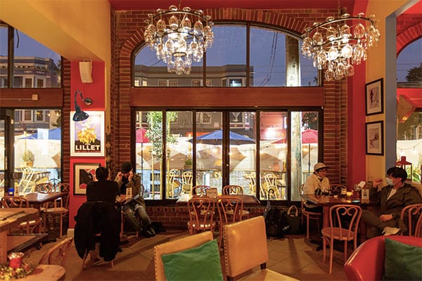 Cozy French restaurant in Aquitaine Wine Bistro, perfect for casual meetings and gatherings.