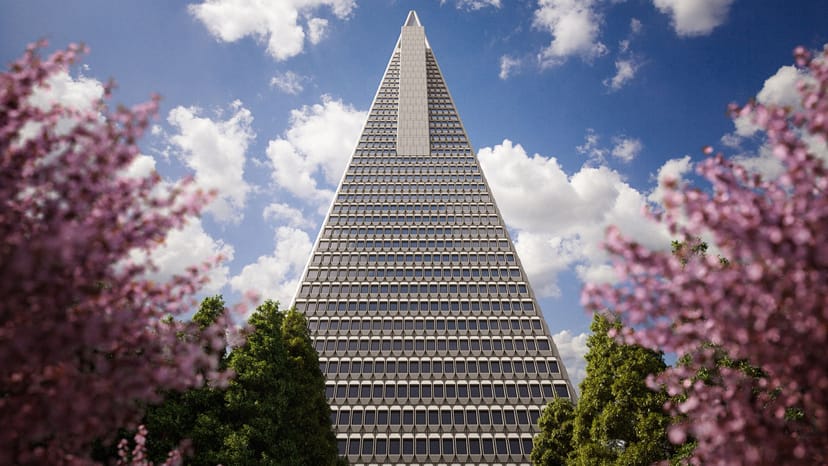 Modern pyramid-shaped skyscraper at Pyramind Institute, ideal for events and conferences.