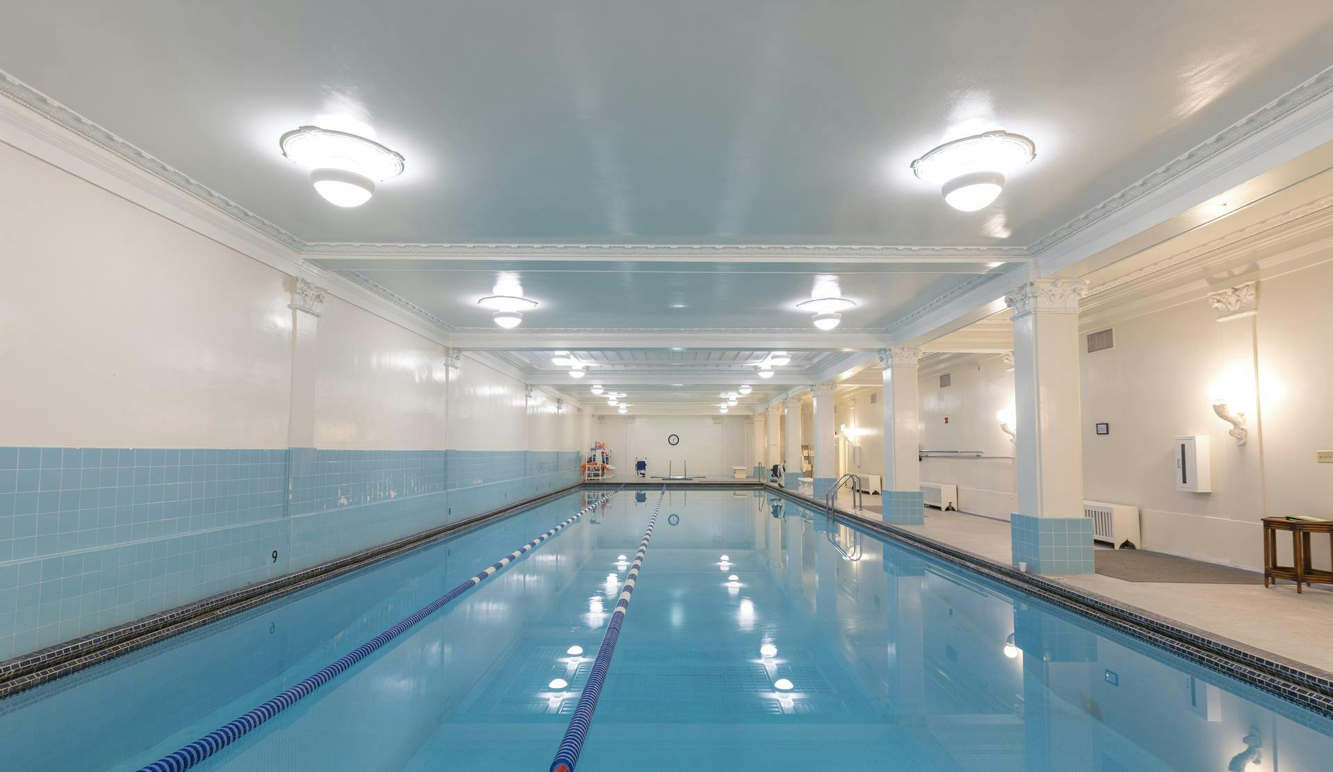 Sleek indoor pool at M Spa, perfect for wellness retreats and events.