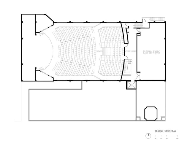 Main Theater Lobby floor plan at Brava Theater Center, ideal for events and performances.