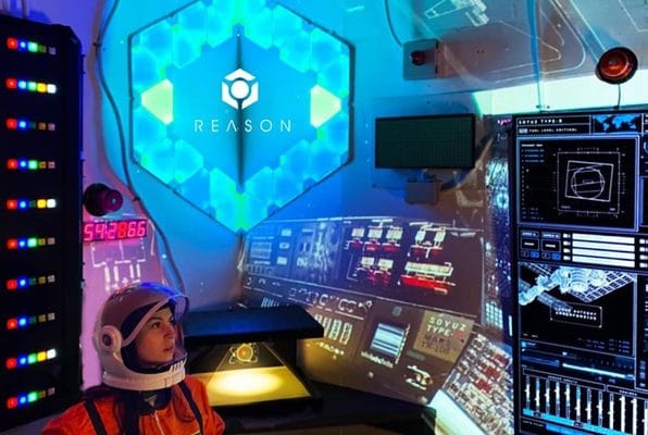 Futuristic immersive environment for tech conferences and corporate events.
