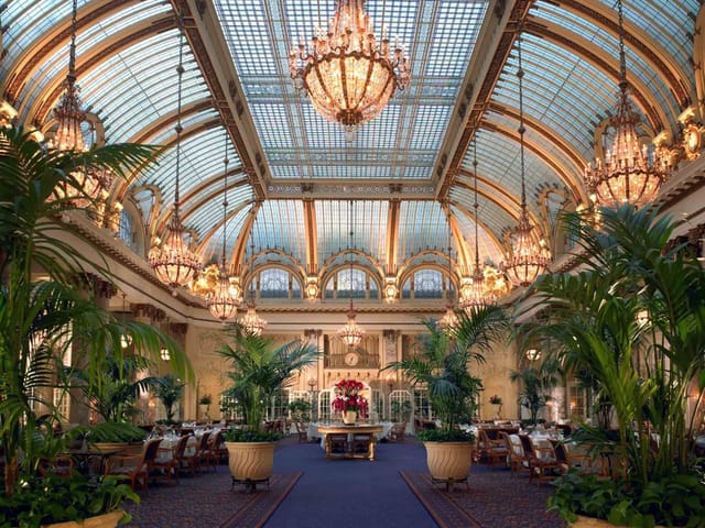 Garden Court at Palace Hotel, San Francisco: elegant event space with glass ceiling.