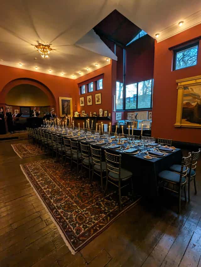Elegant dining table in Leighton House for formal dinner or gala event.