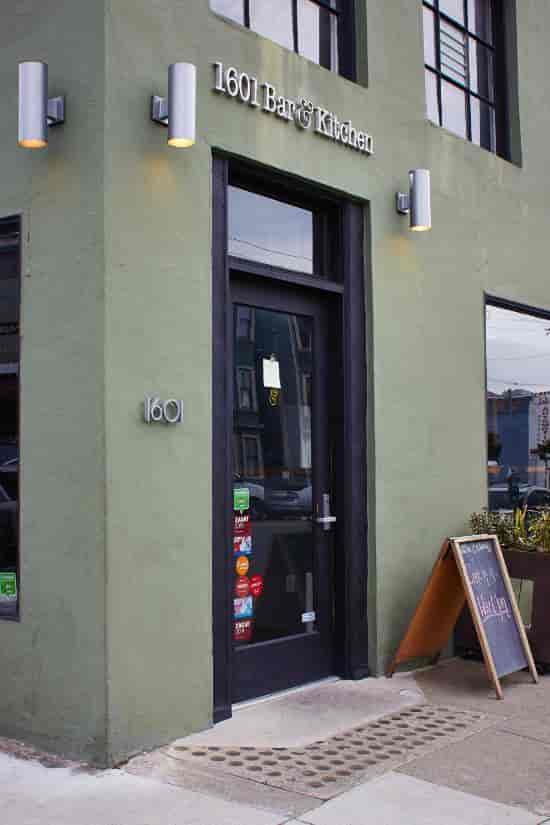 Inviting storefront of 1601 Bar & Kitchen, perfect for casual gatherings and workshops.