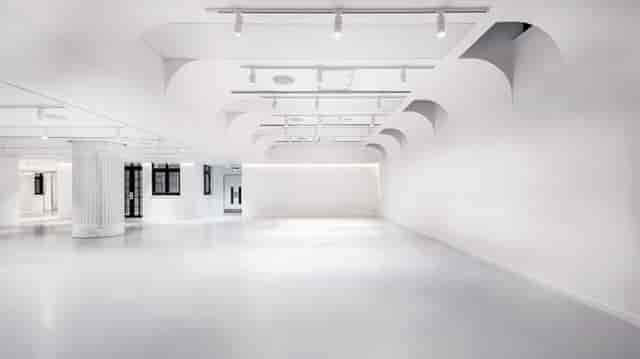 Modern event space, white, customizable, hall, venue