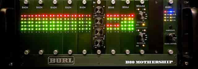 Professional audio mixing console with LED meters in Trakworx Recording Studio.