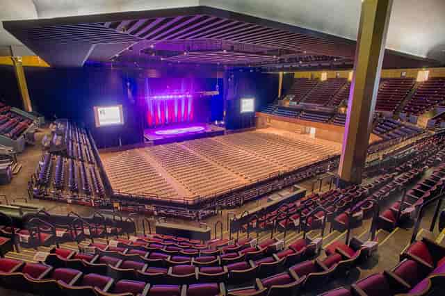 Bill Graham Civic Auditorium's tiered seating for corporate events and performances.