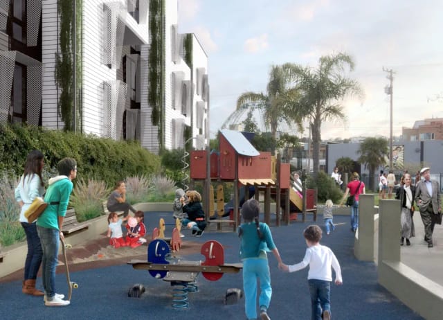 Vibrant community playground in Folsom Street for family-friendly events and gatherings.
