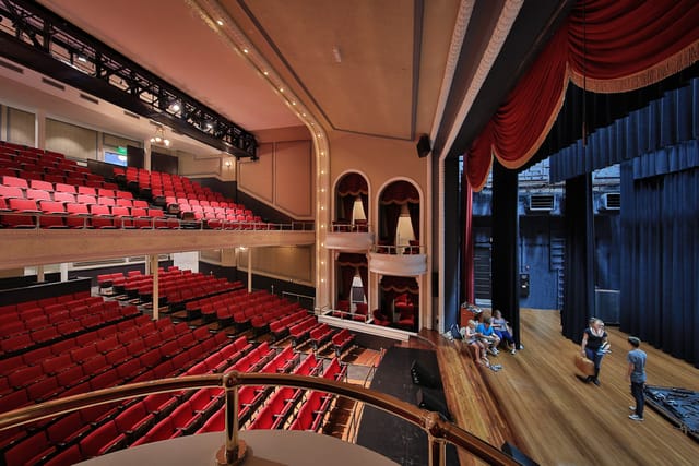Exhibition Room at SF Masonic Auditorium with tiered seating for events and performances.