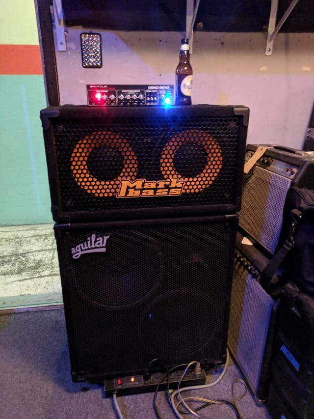 Markbass amplifier in Hourly Rehearsal Room for live performance sound quality.