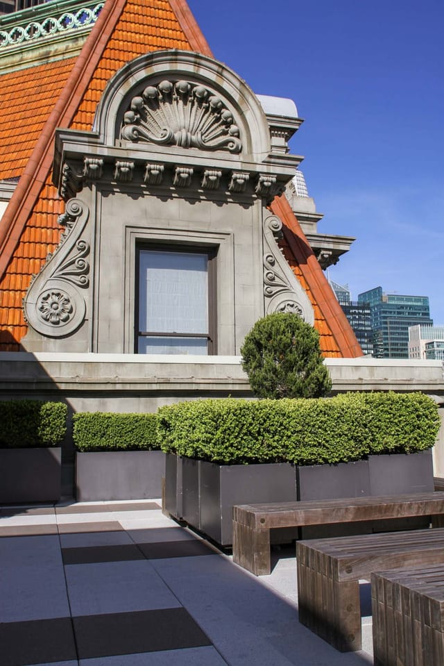 Roof Terrace at One Kearny Club, elegant design, ideal for outdoor events and gatherings.