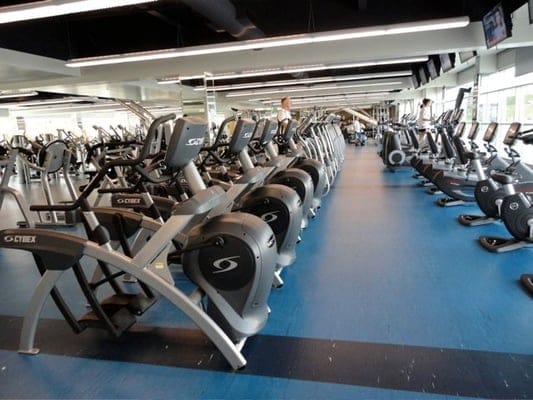 Spacious fitness center at College of San Mateo for wellness breaks during events.