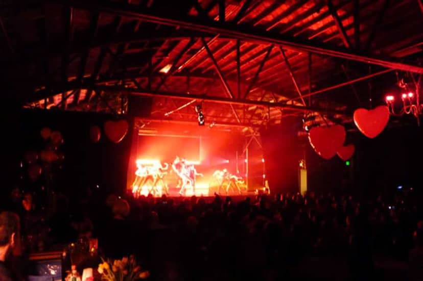 Operahouse Oakland event space with heart decor, ideal for concerts and celebrations.