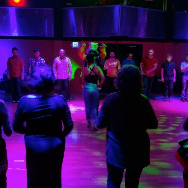 Main Dance Floor at SPACE 550, vibrant lighting for team-building events and social gatherings.