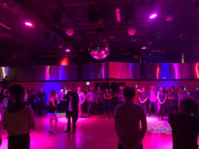 Vibrant Main Dance Floor at SPACE 550 with disco ball for lively events and networking.